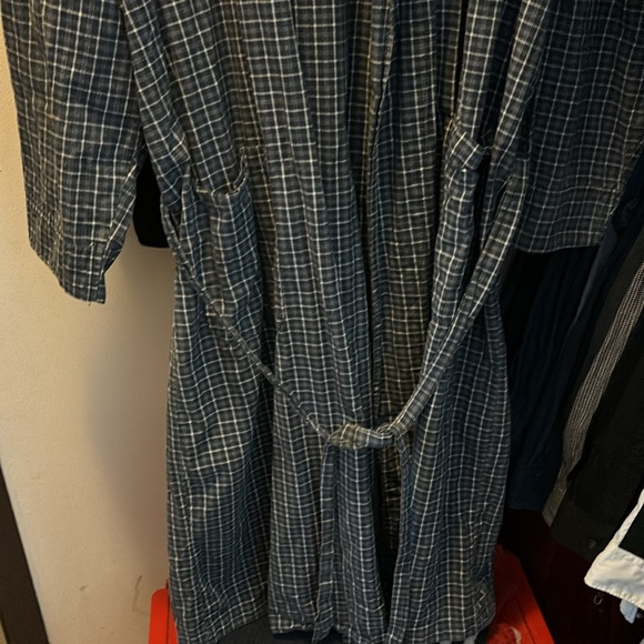 Calvin Klein blue plaid cotton robe - Picture 3 of 4